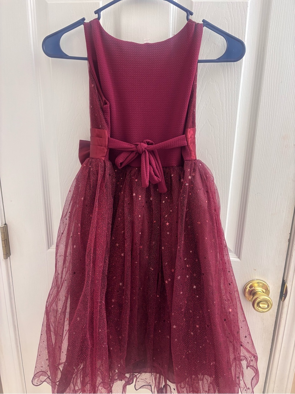Girls' Burgundy Tulle Party Dress with Bow